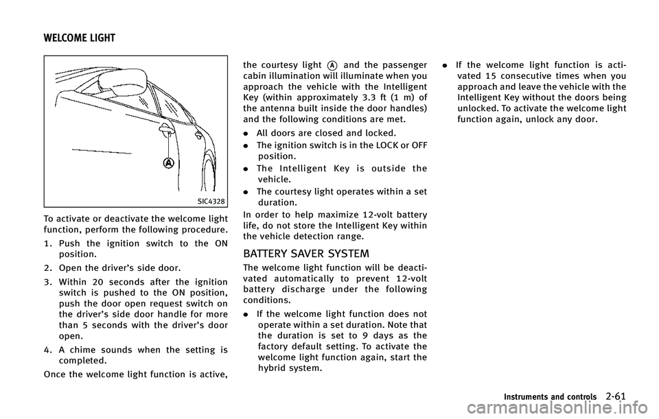 INFINITI Q70-HYBRID 2015  Owners Manual �4�*�$����
�5�P �B�D�U�J�W�B�U�F �P�S �E�F�B�D�U�J�W�B�U�F �U�I�F �X�F�M�D�P�N�F �M�J�H�I�U
�G�V�O�D�U�J�P�O�
 �Q�F�S�G�P�S�N �U�I�F �G�P�M�M�P�X�J�O�H �Q�S�P�D�F�E�V�S�F�
�� �1�V�T�I �U�I�F �J