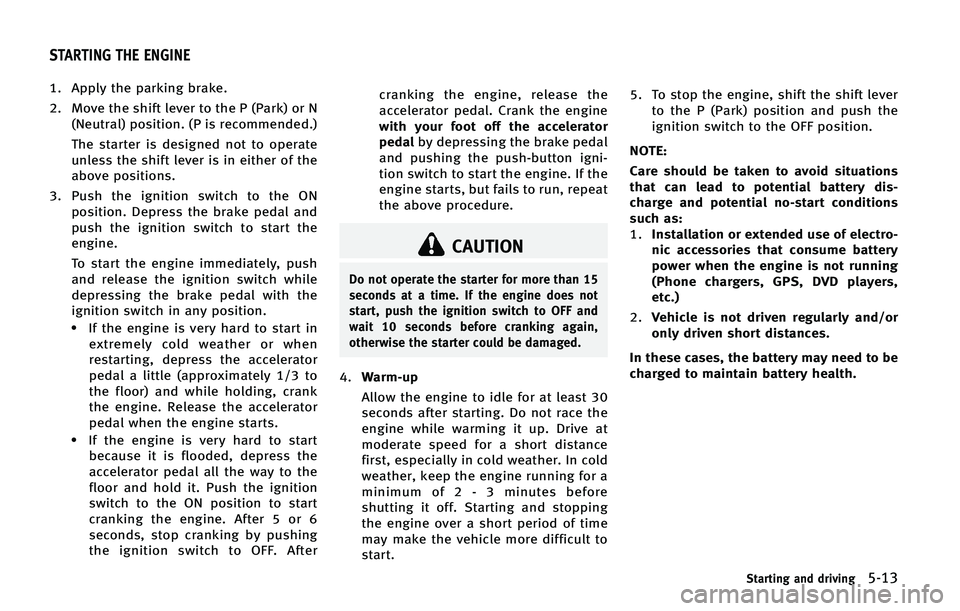 INFINITI QX50 2015  Owners Manual �� �"�Q�Q�M�Z �U�I�F �Q�B�S�L�J�O�H �C�S�B�L�F�
�� �.�P�W�F �U�I�F �T�I�J�G�U �M�F�W�F�S �U�P �U�I�F �1 �	�1�B�S�L�
 �P�S �/�	�/�F�V�U�S�B�M�
 �Q�P�T�J�U�J�P�O� �	�1 �J�T �S�F�D�P�N�N�F�O�E�F�E�
