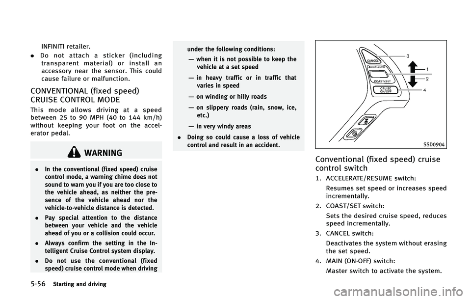 INFINITI QX50 2015  Owners Manual �����4�U�B�S�U�J�O�H �B�O�E �E�S�J�W�J�O�H
�*�/��*�/�*�5�* �S�F�U�B�J�M�F�S�
. �%�P �O�P�U �B�U�U�B�D�I �B �T�U�J�D�L�F�S �	�J�O�D�M�V�E�J�O�H
�U�S�B�O�T�Q�B�S�F�O�U �N�B�U�F�S�J�B�M�
 �P�S �J�O