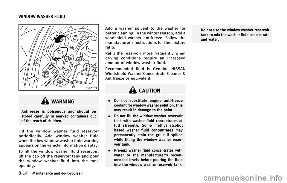 INFINITI QX50 2015  Owners Manual �����.�B�J�O�U�F�O�B�O�D�F �B�O�E �E�P��J�U��Z�P�V�S�T�F�M�G
�4�%�*����
�8�"�3�/�*�/�(
�"�O�U�J�G�S�F�F�[�F �J�T �Q�P�J�T�P�O�P�V�T �B�O�E �T�I�P�V�M�E �C�F
�T�U�P�S�F�E �D�B�S�F�G�V�M�M�Z �