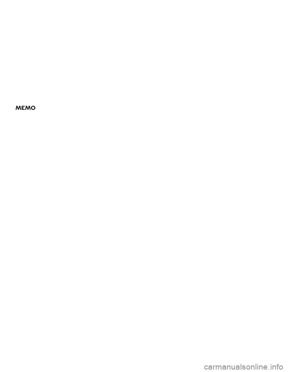 INFINITI QX50 2020 Owners Manual MEMO INFINITI QX50 2020 Owners Manual MEMO
