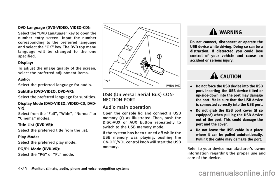 INFINITI QX70 2015  Owners Manual �����.�P�O�J�U�P�S�
 �D�M�J�N�B�U�F�
 �B�V�E�J�P�
 �Q�I�P�O�F �B�O�E �W�P�J�D�F �S�F�D�P�H�O�J�U�J�P�O �T�Z�T�U�F�N�T
�%�7�% �-�B�O�H�V�B�H�F �	�%�7�%��7�*�%�&�0�
 �7�*�%�&�0��$�%�
�
�4�F�M�F�D