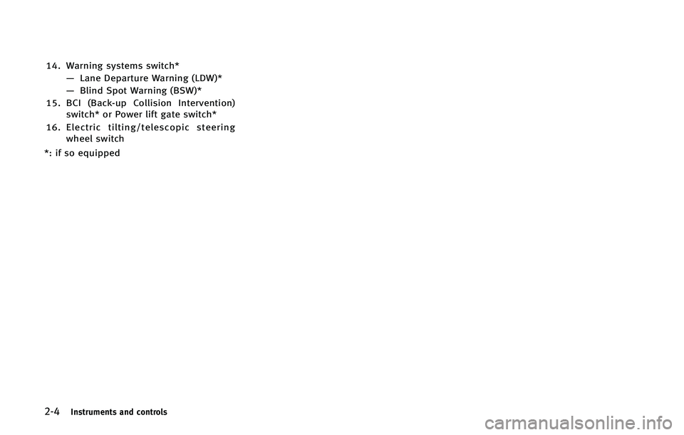 INFINITI QX80 2015  Owners Manual ����*�O�T�U�S�V�N�F�O�U�T �B�O�E �D�P�O�U�S�P�M�T
��� �8�B�S�O�J�O�H �T�Z�T�U�F�N�T �T�X�J�U�D�I��