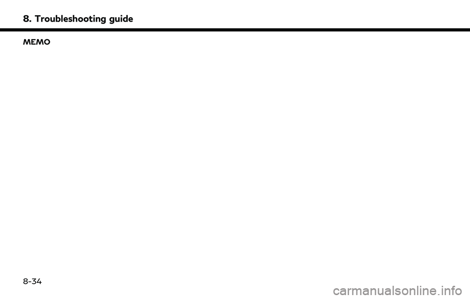 INFINITI QX80 2022  Owners Manual 8. Troubleshooting guide
MEMO
8-34 