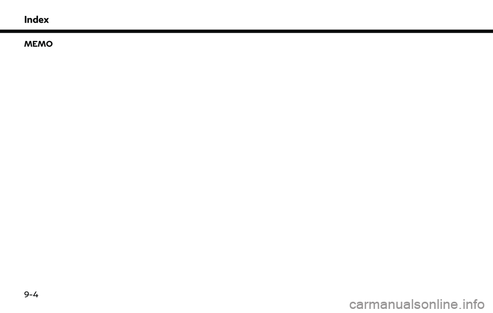 INFINITI QX80 2022  Owners Manual Index
MEMO
9-4 