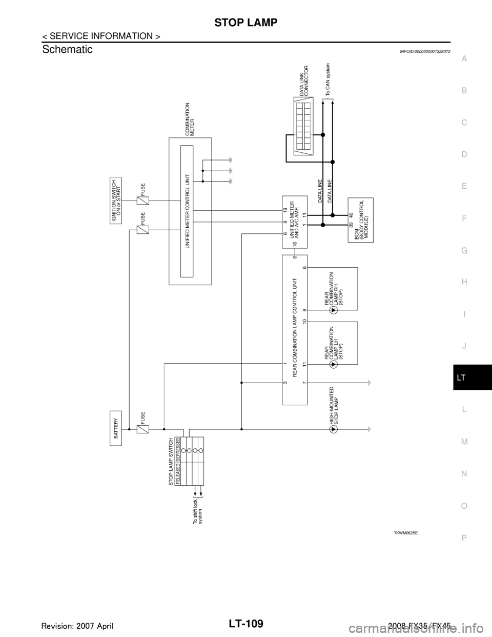 INFINITI FX35 2008 Service Manual
STOP LAMPLT-109
< SERVICE INFORMATION >
C
DE
F
G H
I
J
L
M A
B
LT
N
O P
SchematicINFOID:0000000001328372
TKWM0625E
3AA93ABC3ACD3AC03ACA3AC03AC63AC53A913A773A893A873A873A8E3A773A983AC73AC93AC03AC3
3A INFINITI FX35 2008 Service Manual
STOP LAMPLT-109
< SERVICE INFORMATION >
C
DE
F
G H
I
J
L
M A
B
LT
N
O P
SchematicINFOID:0000000001328372
TKWM0625E
3AA93ABC3ACD3AC03ACA3AC03AC63AC53A913A773A893A873A873A8E3A773A983AC73AC93AC03AC3
3A