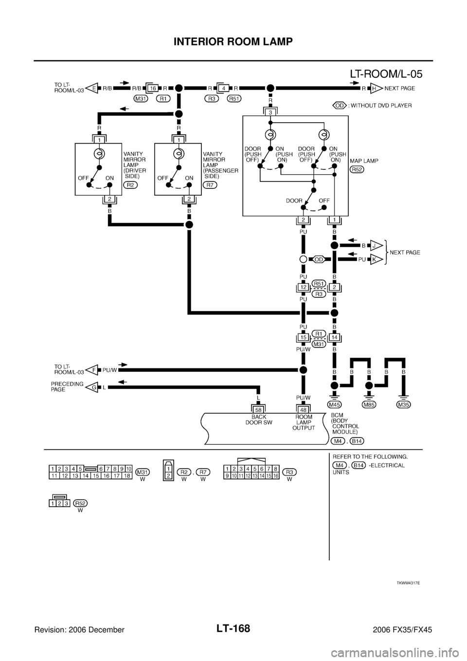 INFINITI FX35 2006  Service Manual LT-168
INTERIOR ROOM LAMP
Revision: 2006 December 2006 FX35/FX45
TKWM4317E 