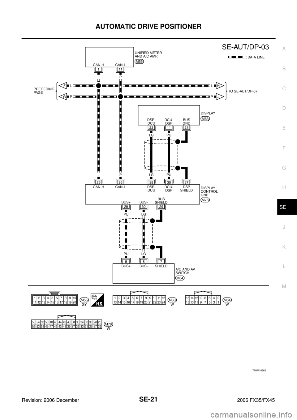 INFINITI FX35 2006  Service Manual AUTOMATIC DRIVE POSITIONER SE-21
C 
D  E 
F 
G  H 
J 
K  L 
M  A 
B
SE 
Revision: 2006 December 2006 FX35/FX45
TIWM1696E 