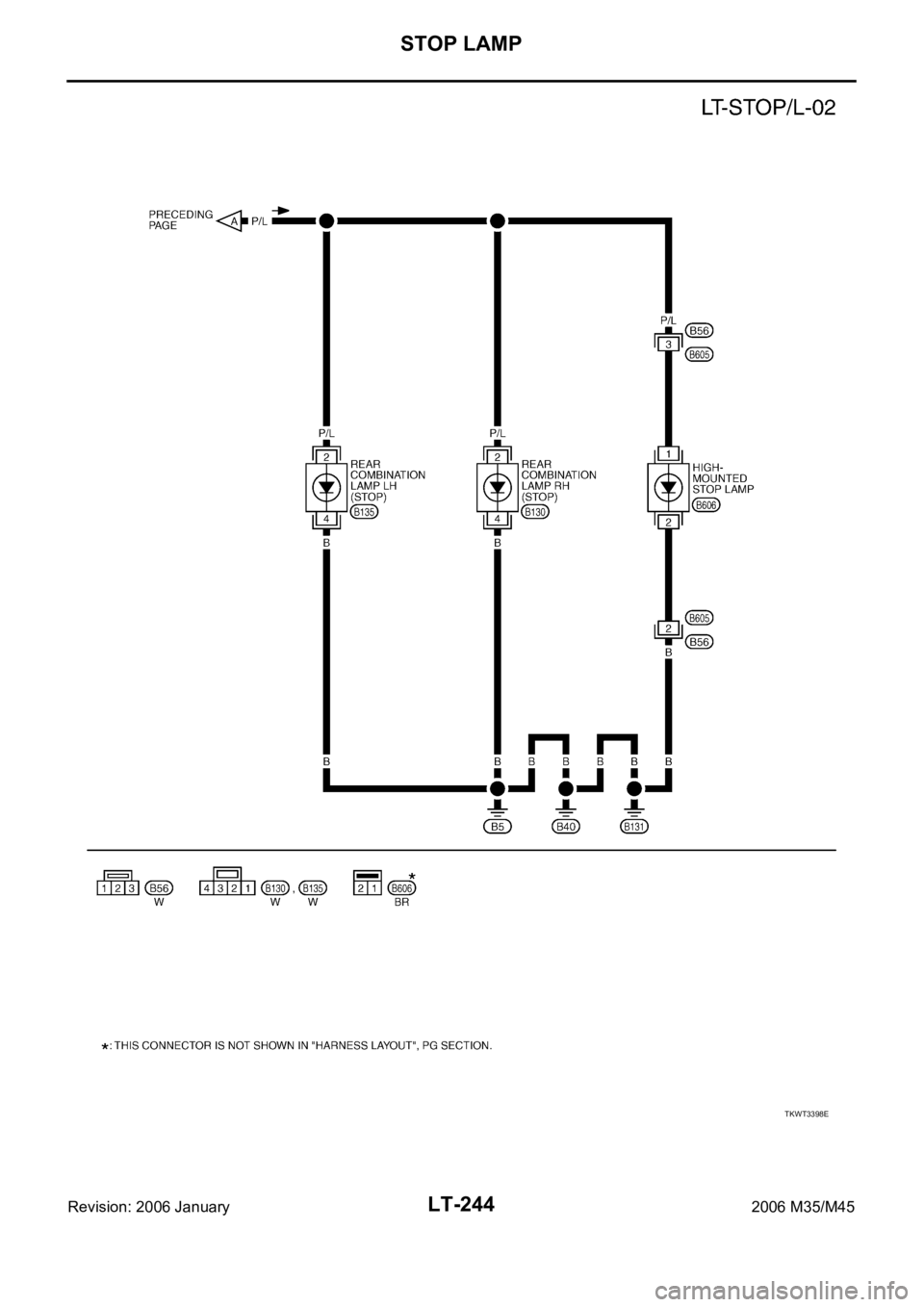INFINITI M35 2006  Factory Service Manual LT-244
STOP LAMP
Revision: 2006 January2006 M35/M45
TKWT3398E 