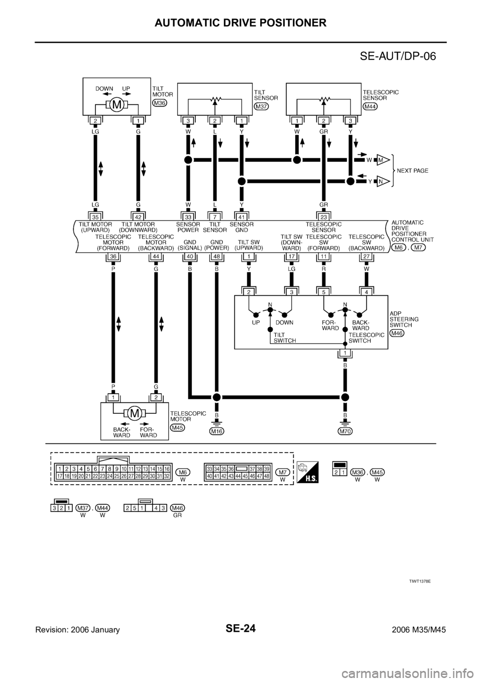INFINITI M35 2006  Factory Service Manual SE-24
AUTOMATIC DRIVE POSITIONER
Revision: 2006 January2006 M35/M45
TIWT1378E 