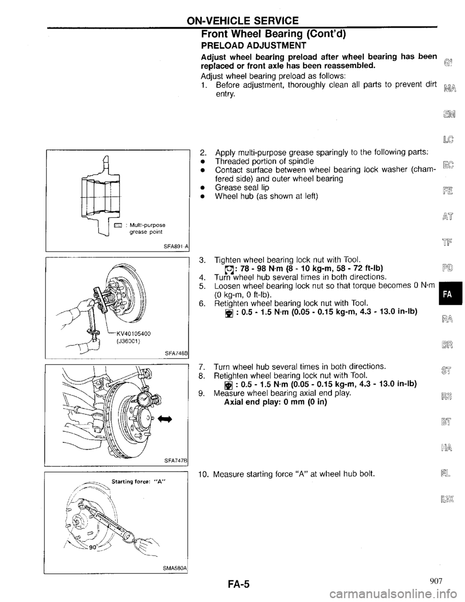 INFINITI QX4 1997  Factory Service Manual 907 