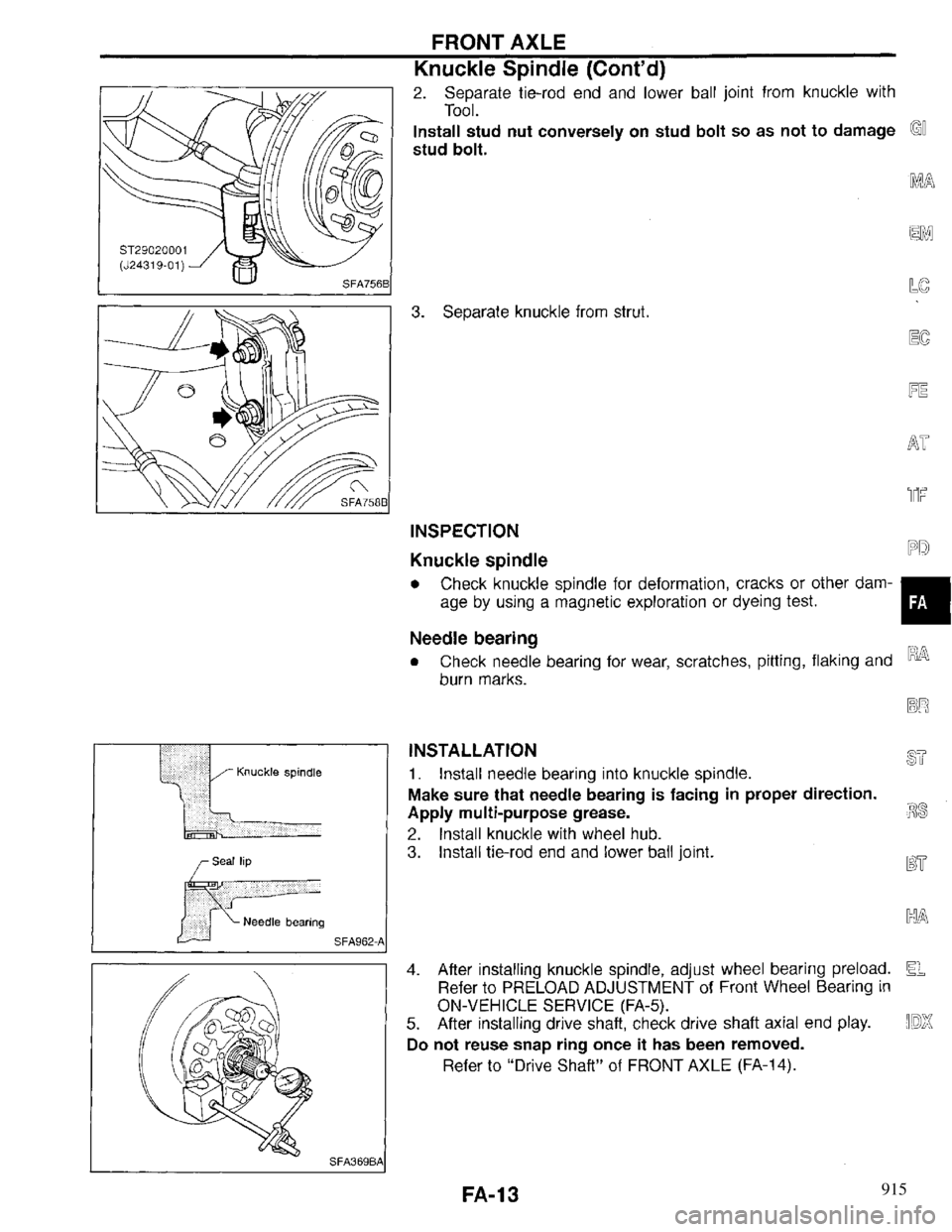INFINITI QX4 1997  Factory Service Manual 915 