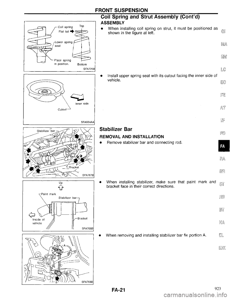 INFINITI QX4 1997  Factory Service Manual 923 
