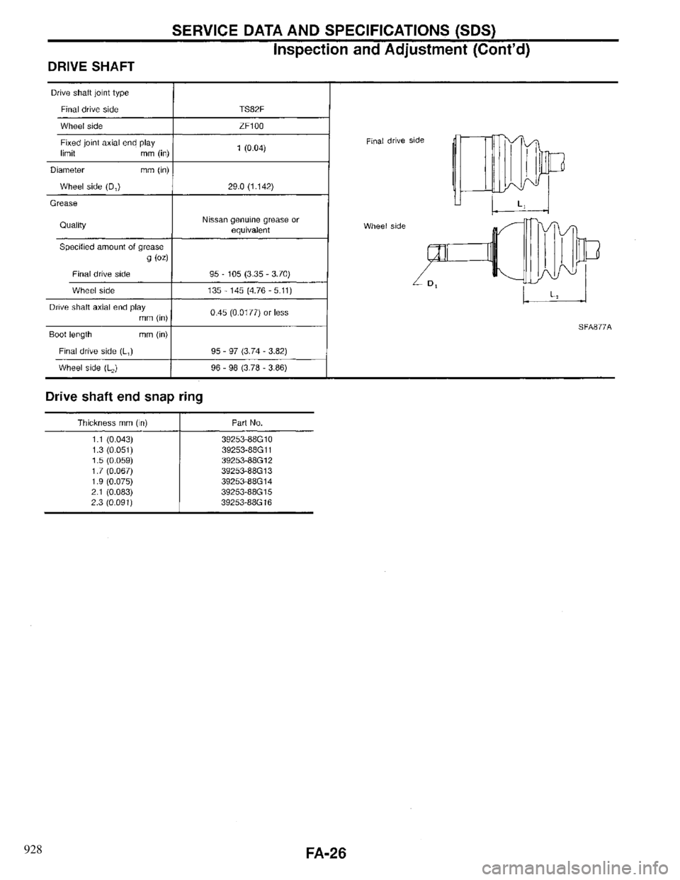 INFINITI QX4 1997  Factory Service Manual 928 