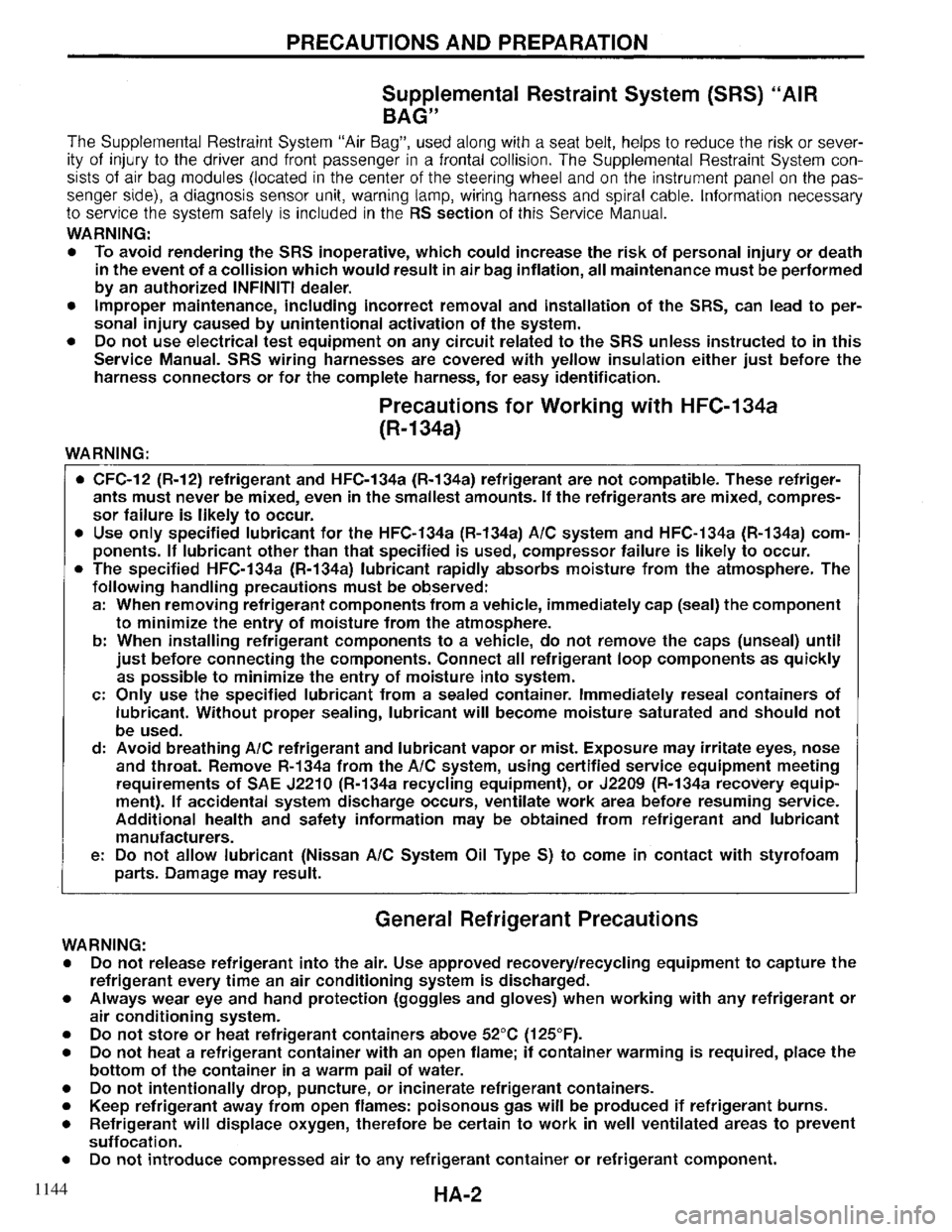 INFINITI QX4 1997  Factory Service Manual 1144 