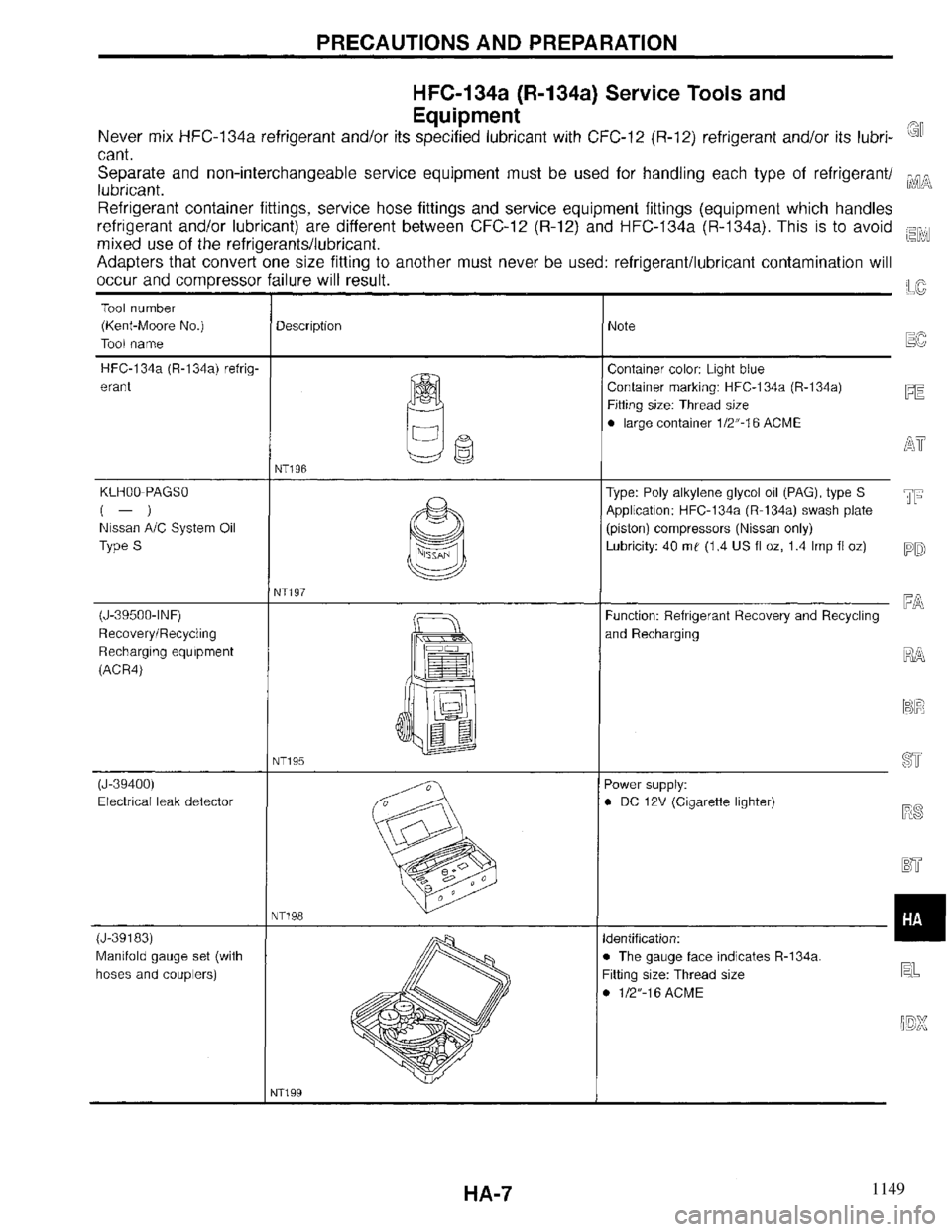 INFINITI QX4 1997  Factory Service Manual 1149 