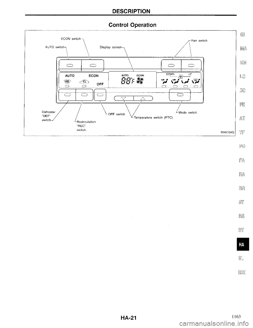 INFINITI QX4 1997  Factory Service Manual 1163 