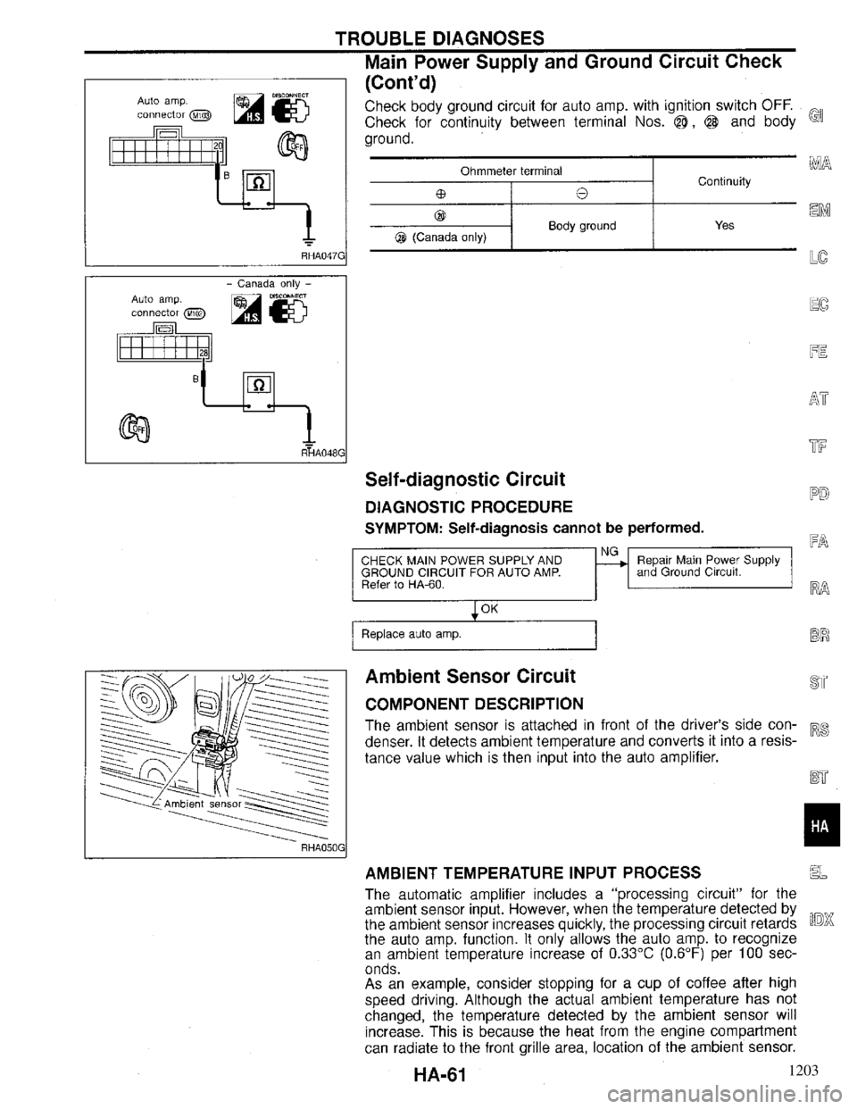 INFINITI QX4 1997 Factory Service Manual 1203 INFINITI QX4 1997 Factory Service Manual 1203