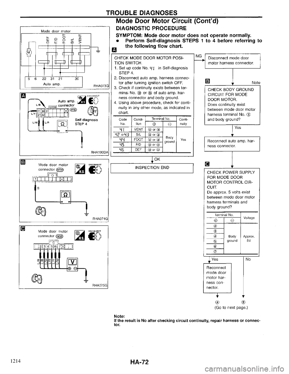 INFINITI QX4 1997 Factory Service Manual 1214 INFINITI QX4 1997 Factory Service Manual 1214