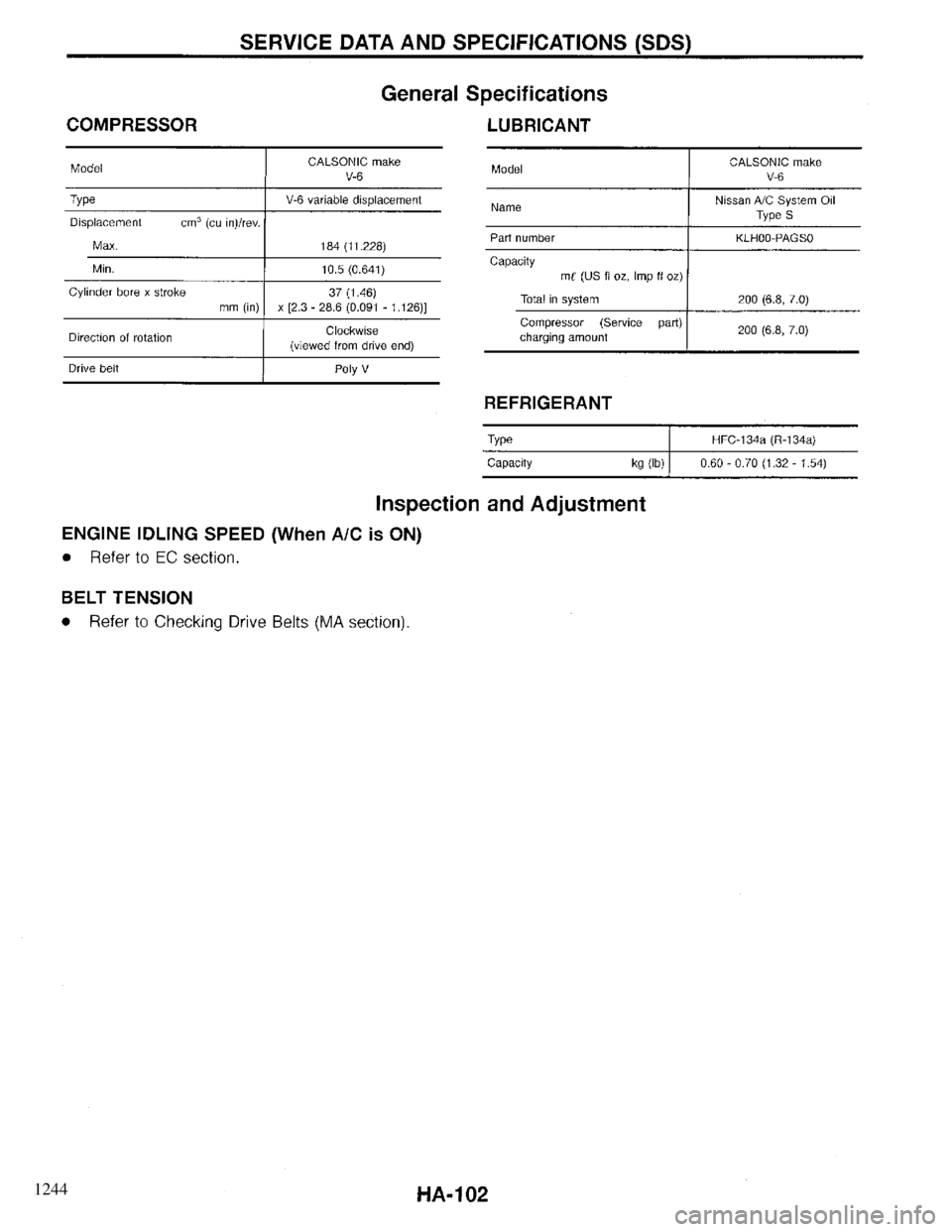 INFINITI QX4 1997  Factory Service Manual 1244 