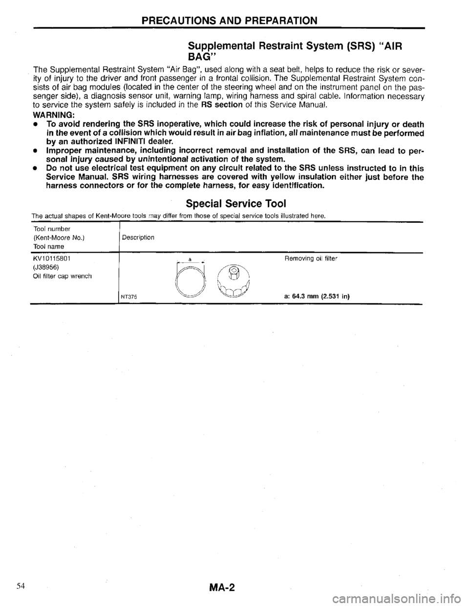 INFINITI QX4 1997 Factory Service Manual 54 INFINITI QX4 1997 Factory Service Manual 54