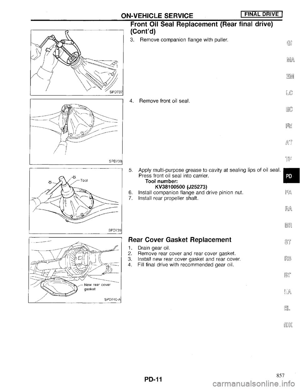 INFINITI QX4 1997 Factory Service Manual 857 INFINITI QX4 1997 Factory Service Manual 857