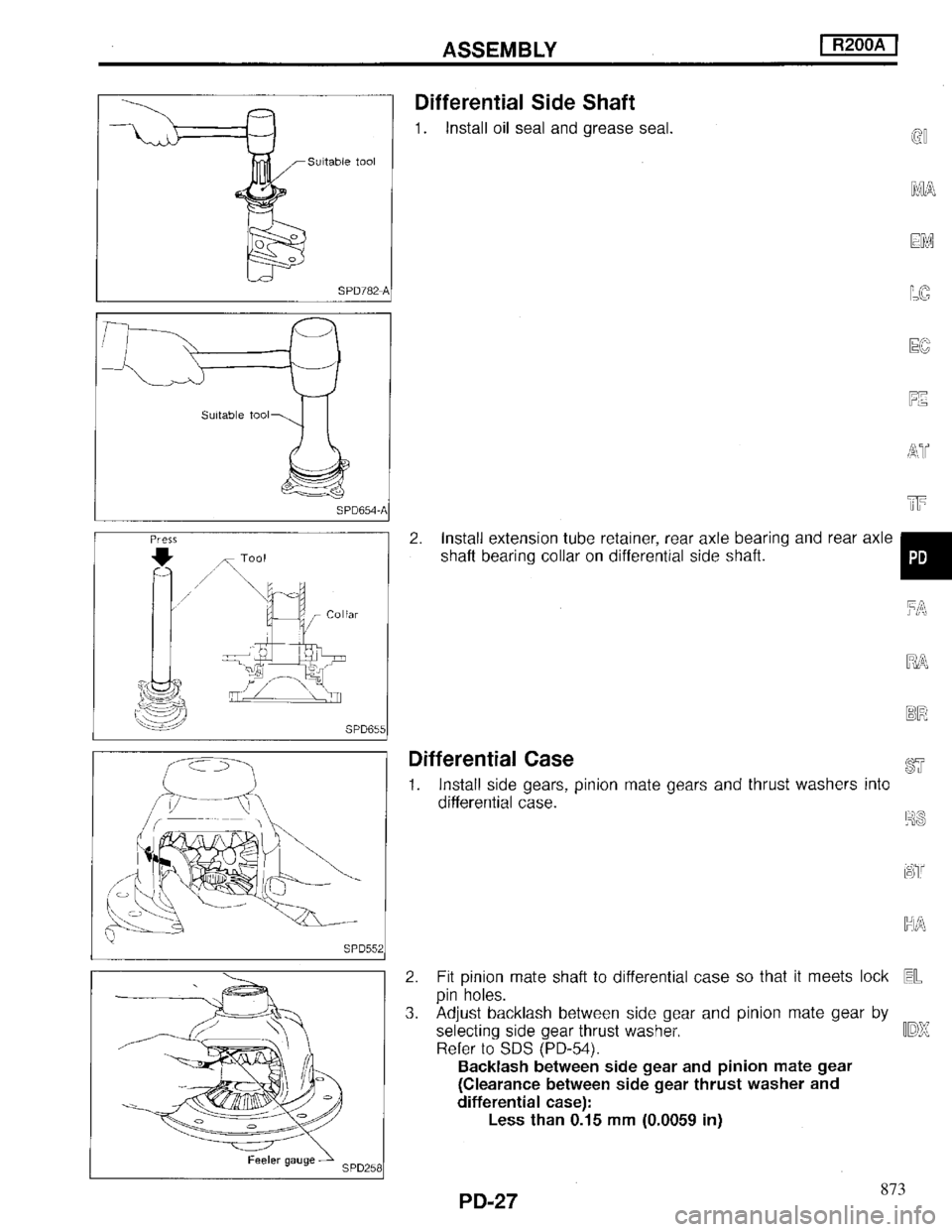 INFINITI QX4 1997 Factory Service Manual 873 INFINITI QX4 1997 Factory Service Manual 873