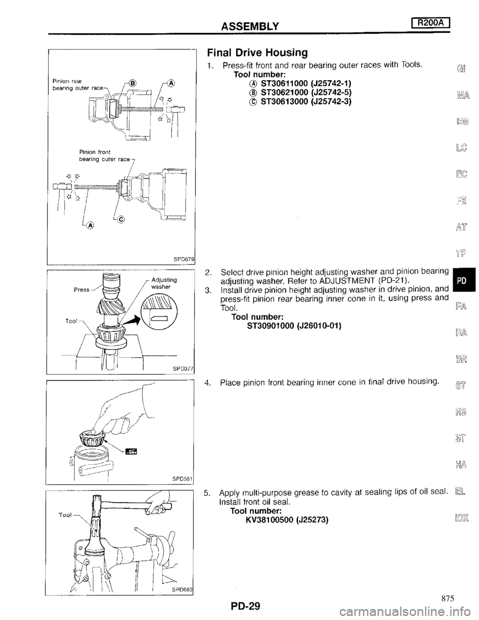 INFINITI QX4 1997 Factory Service Manual 875 INFINITI QX4 1997 Factory Service Manual 875