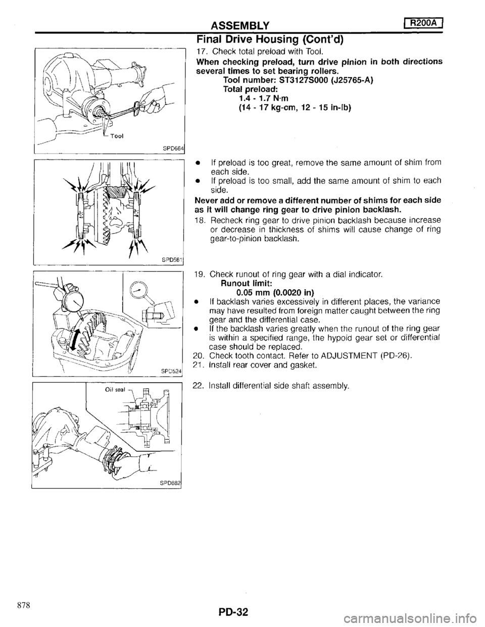 INFINITI QX4 1997 Factory Service Manual 878 INFINITI QX4 1997 Factory Service Manual 878