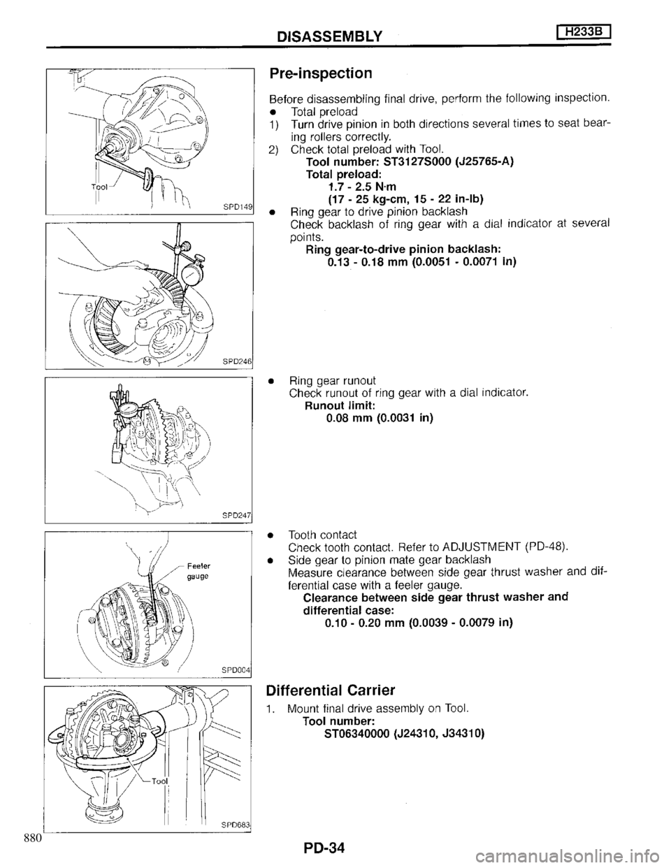 INFINITI QX4 1997 Factory Service Manual 880 INFINITI QX4 1997 Factory Service Manual 880