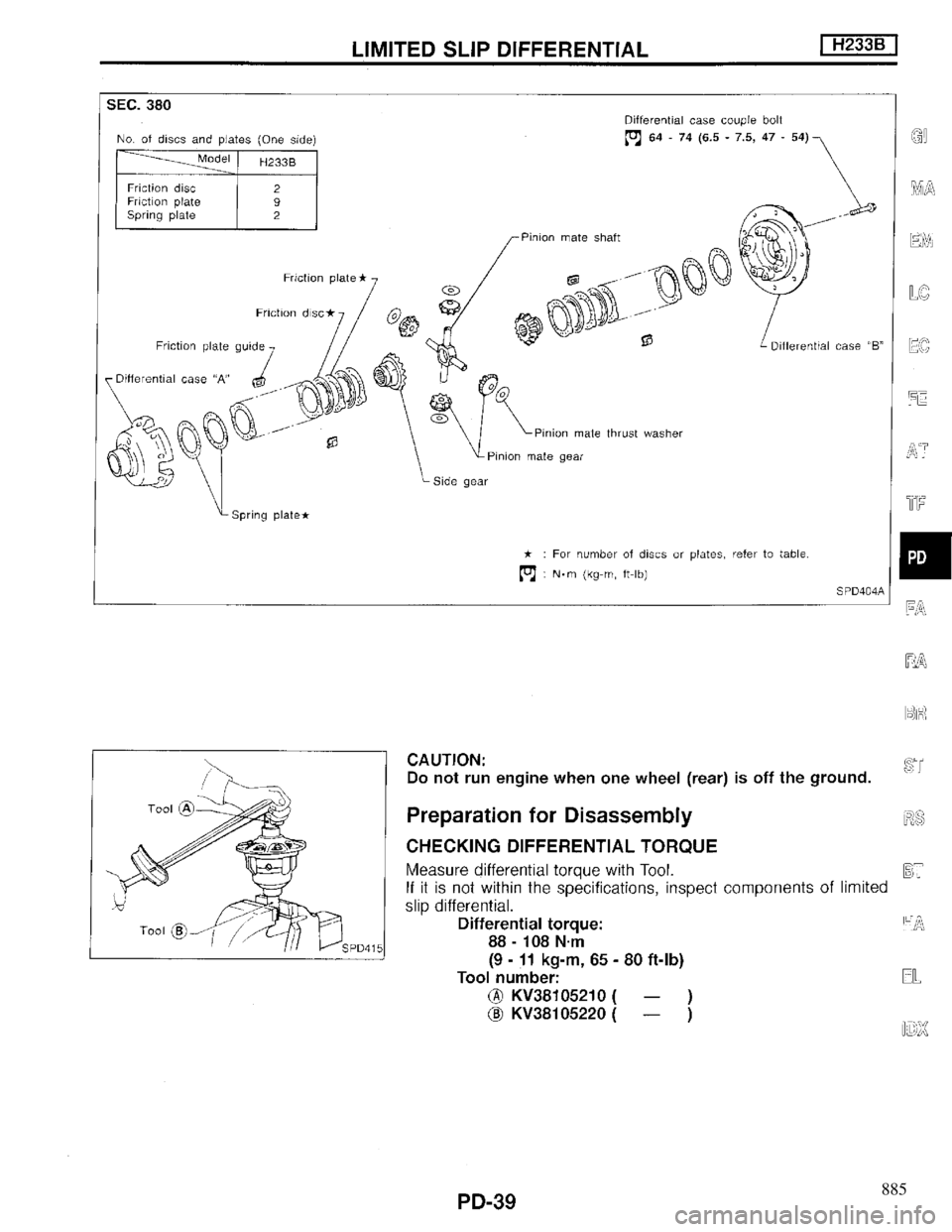 INFINITI QX4 1997 Factory Service Manual 885 INFINITI QX4 1997 Factory Service Manual 885