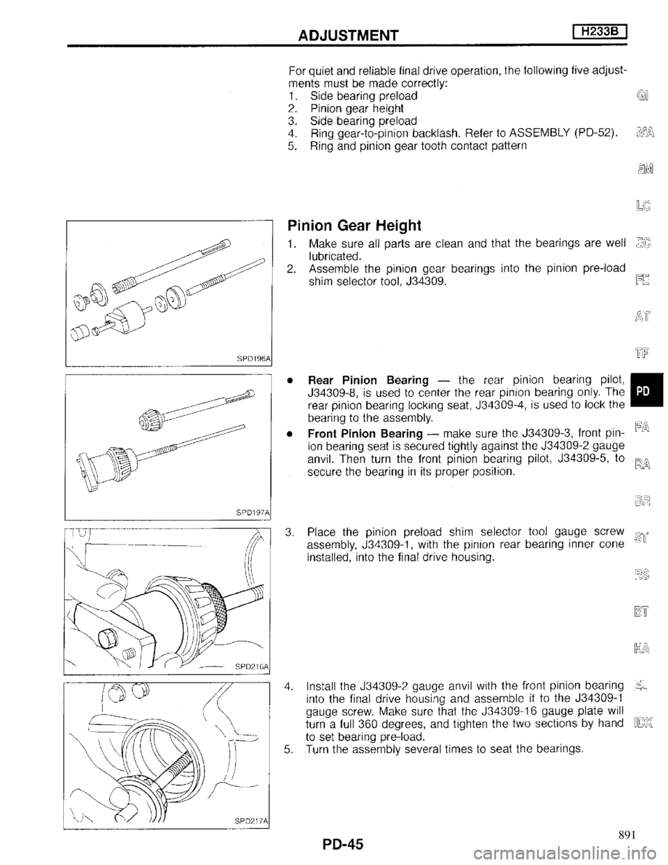 INFINITI QX4 1997 Factory Service Manual 891 INFINITI QX4 1997 Factory Service Manual 891