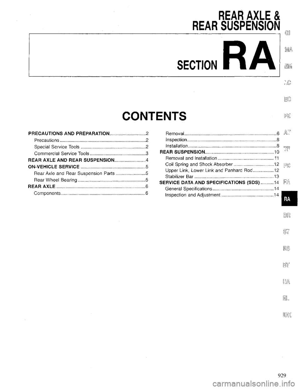 INFINITI QX4 1997 Factory Service Manual 929 INFINITI QX4 1997 Factory Service Manual 929