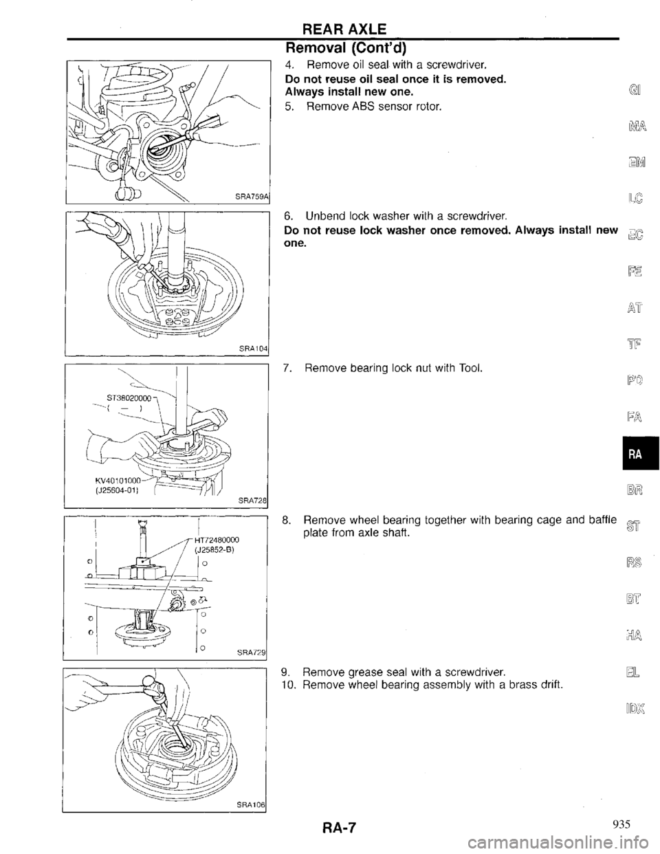 INFINITI QX4 1997 Factory Service Manual 935 INFINITI QX4 1997 Factory Service Manual 935