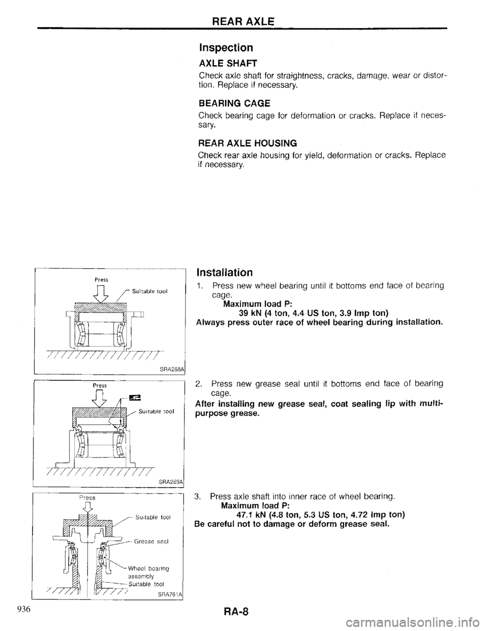 INFINITI QX4 1997 Factory Service Manual 936 INFINITI QX4 1997 Factory Service Manual 936