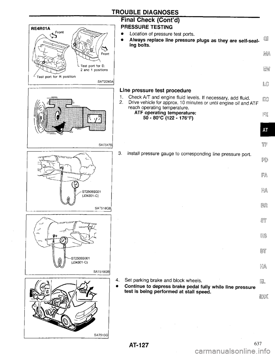 INFINITI QX4 1997 Factory Service Manual 637 INFINITI QX4 1997 Factory Service Manual 637
