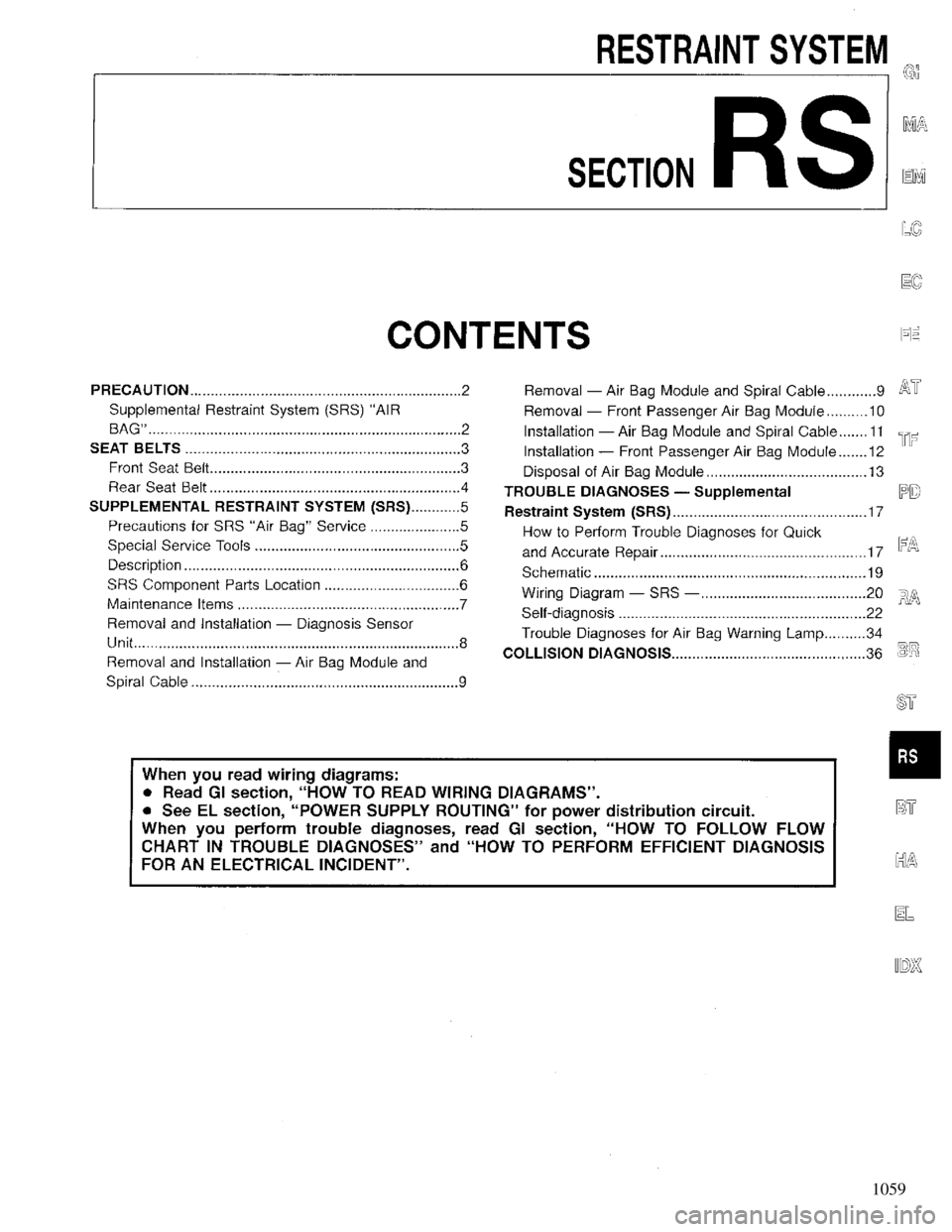 INFINITI QX4 1997 Factory Service Manual 1059 INFINITI QX4 1997 Factory Service Manual 1059