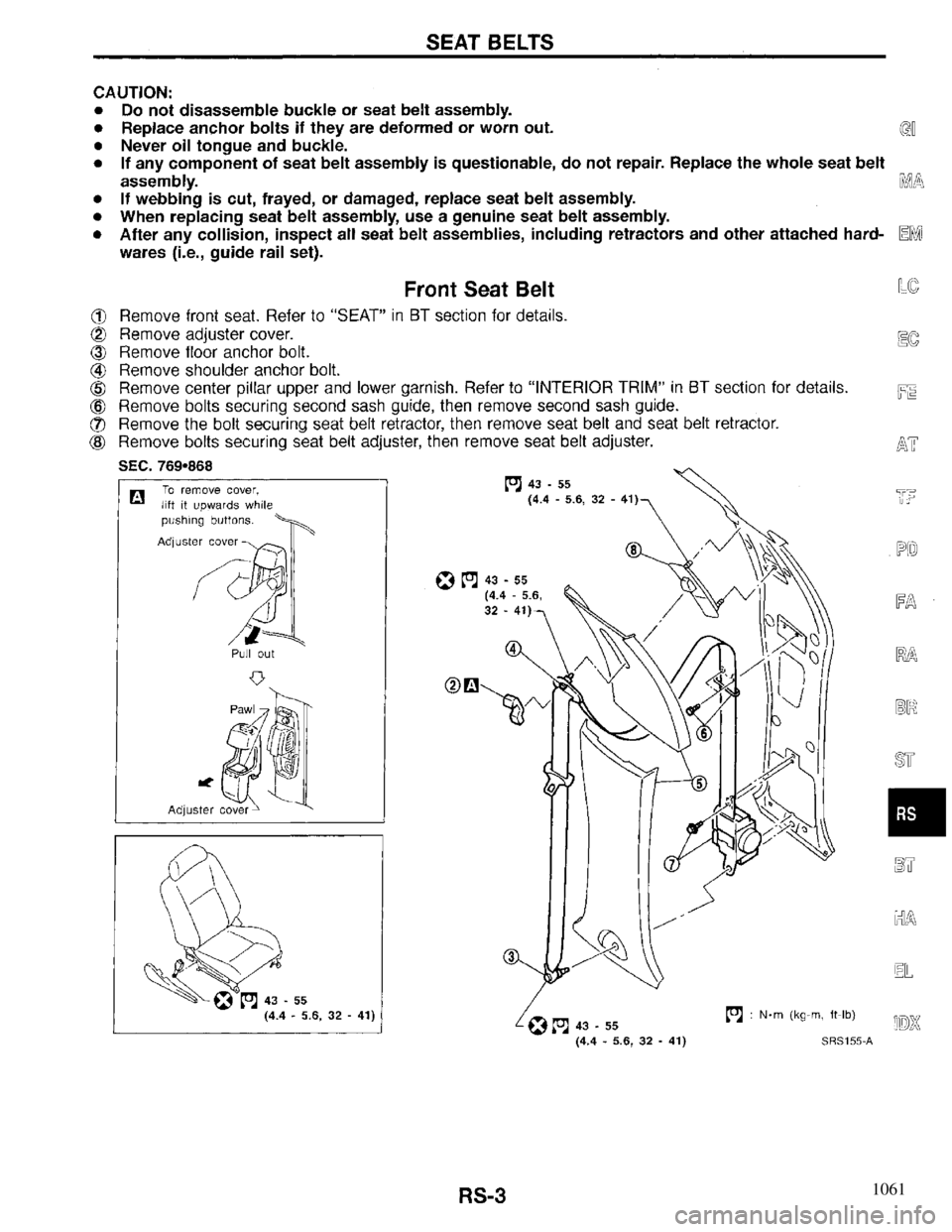 INFINITI QX4 1997 Factory Service Manual 1061 INFINITI QX4 1997 Factory Service Manual 1061
