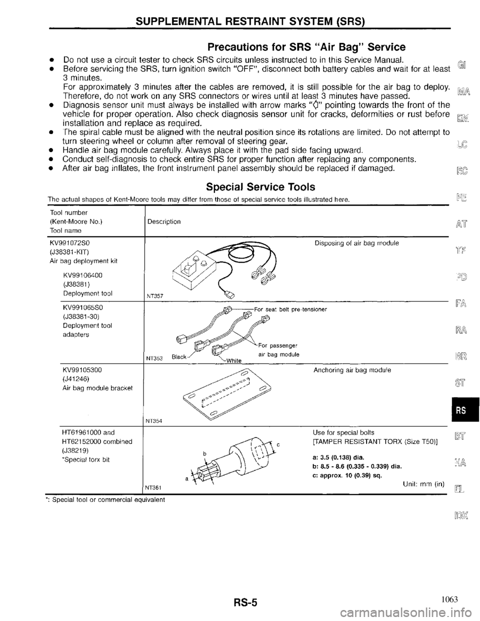 INFINITI QX4 1997 Factory Service Manual 1063 INFINITI QX4 1997 Factory Service Manual 1063