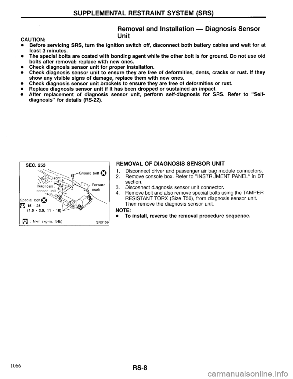 INFINITI QX4 1997 Factory Service Manual 1066 INFINITI QX4 1997 Factory Service Manual 1066
