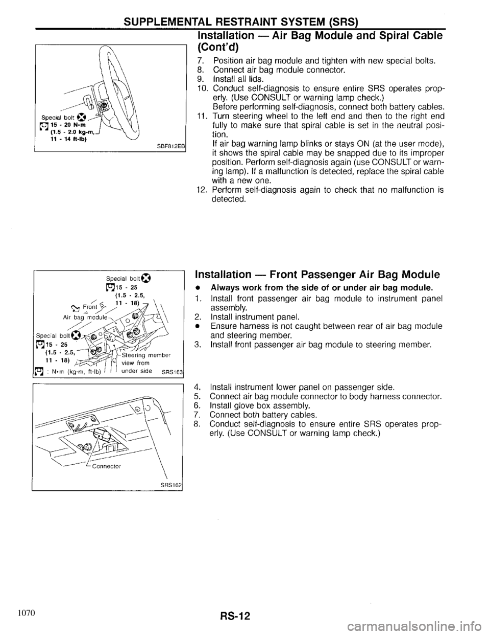 INFINITI QX4 1997 Factory Service Manual 1070 INFINITI QX4 1997 Factory Service Manual 1070