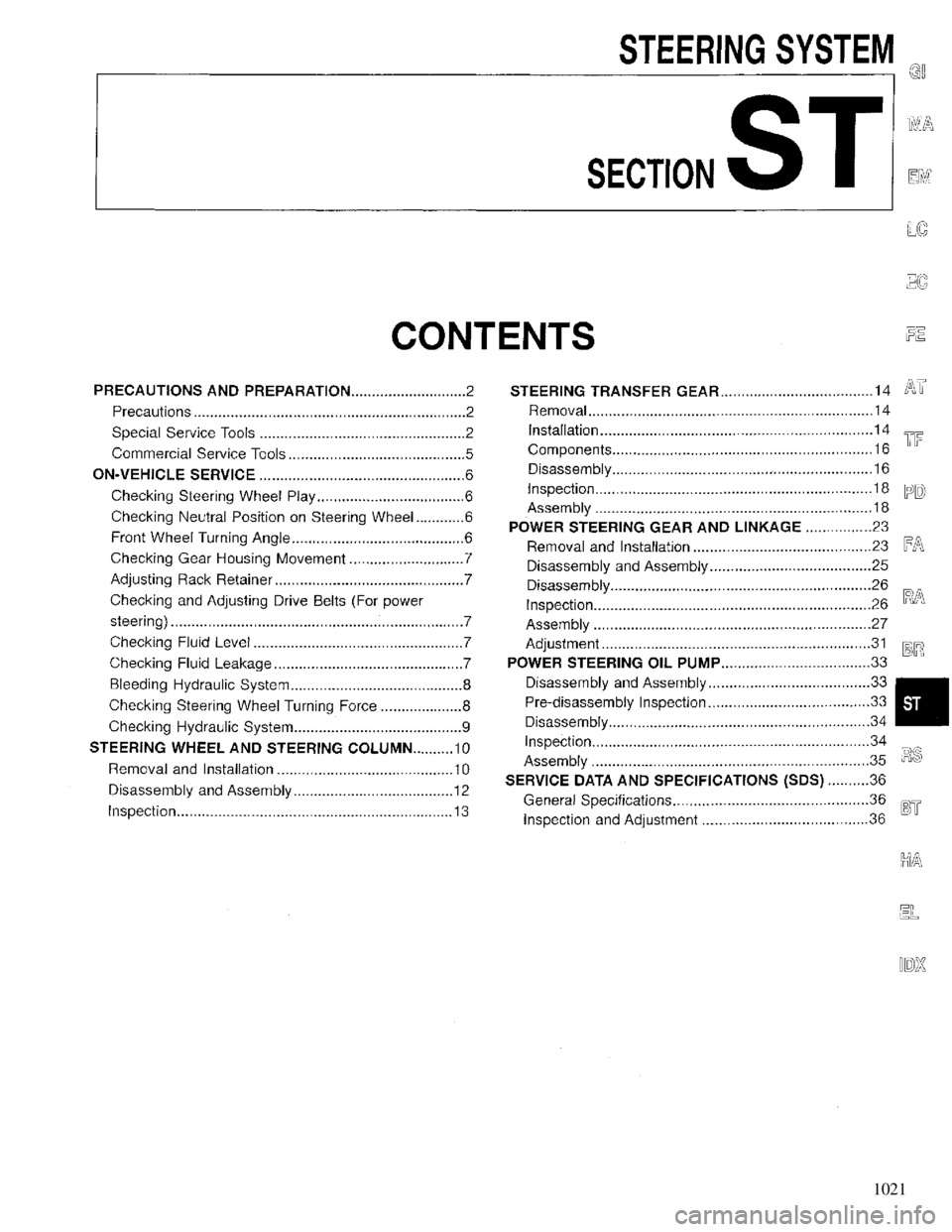 INFINITI QX4 1997 Factory Service Manual 1021 INFINITI QX4 1997 Factory Service Manual 1021