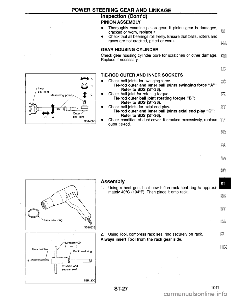 INFINITI QX4 1997 Factory Service Manual 1047 INFINITI QX4 1997 Factory Service Manual 1047