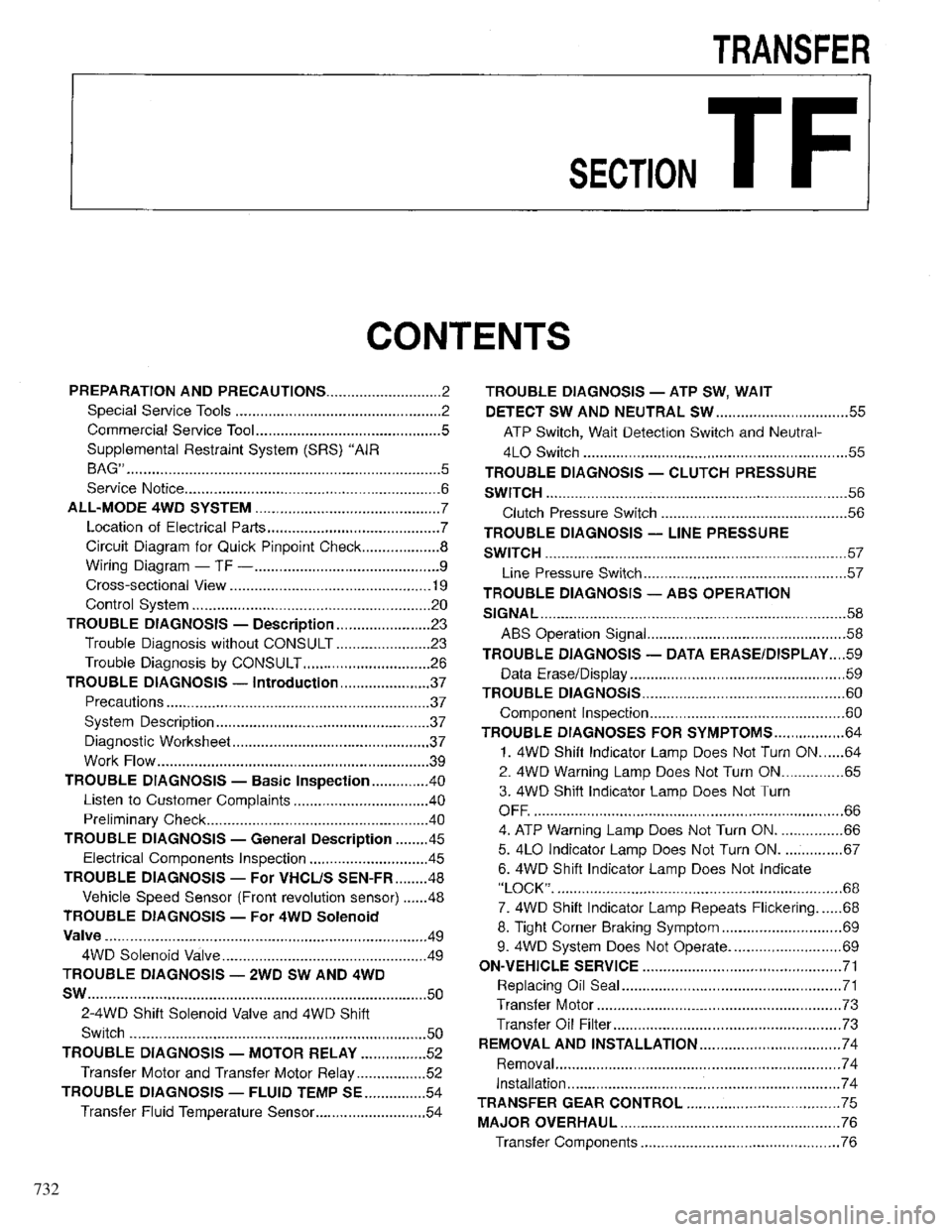 INFINITI QX4 1997 Factory Service Manual 732 INFINITI QX4 1997 Factory Service Manual 732