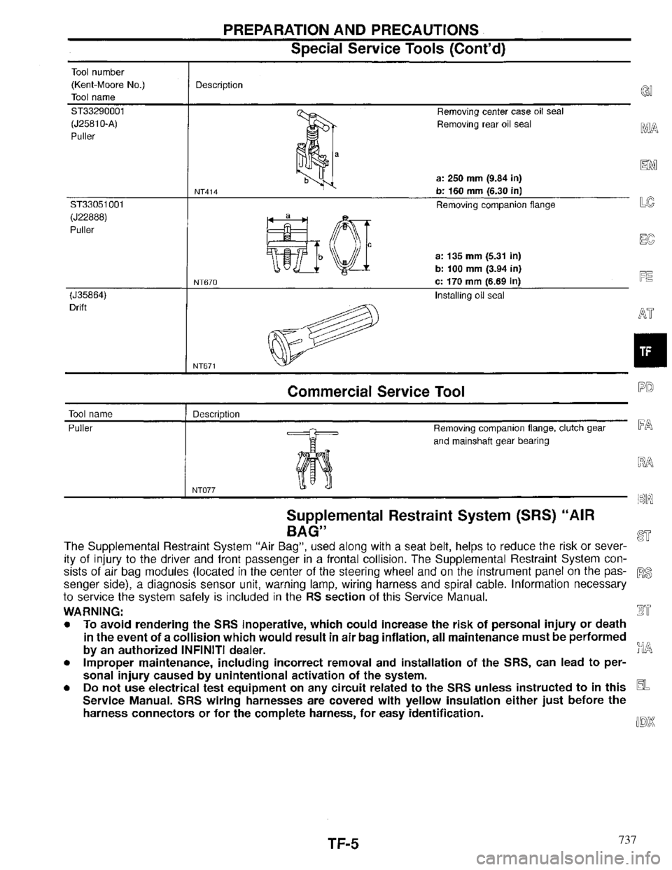 INFINITI QX4 1997 Factory Service Manual 737 INFINITI QX4 1997 Factory Service Manual 737