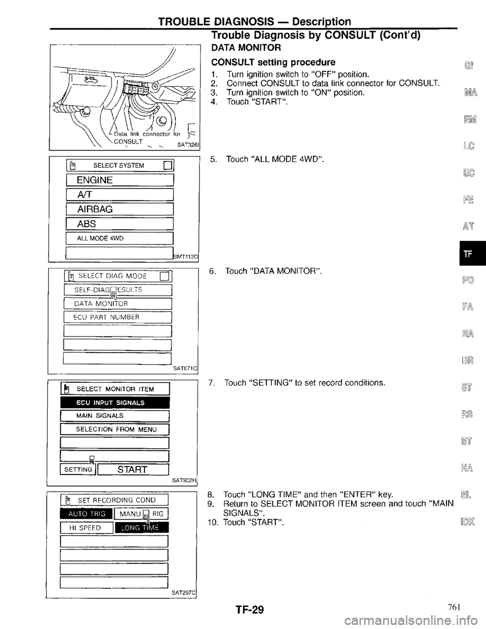 INFINITI QX4 1997 Factory Service Manual 761 INFINITI QX4 1997 Factory Service Manual 761