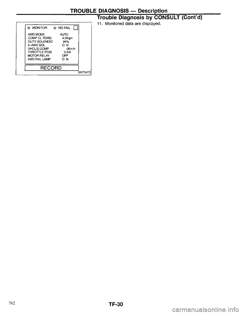 INFINITI QX4 1997 Factory Service Manual 762 INFINITI QX4 1997 Factory Service Manual 762