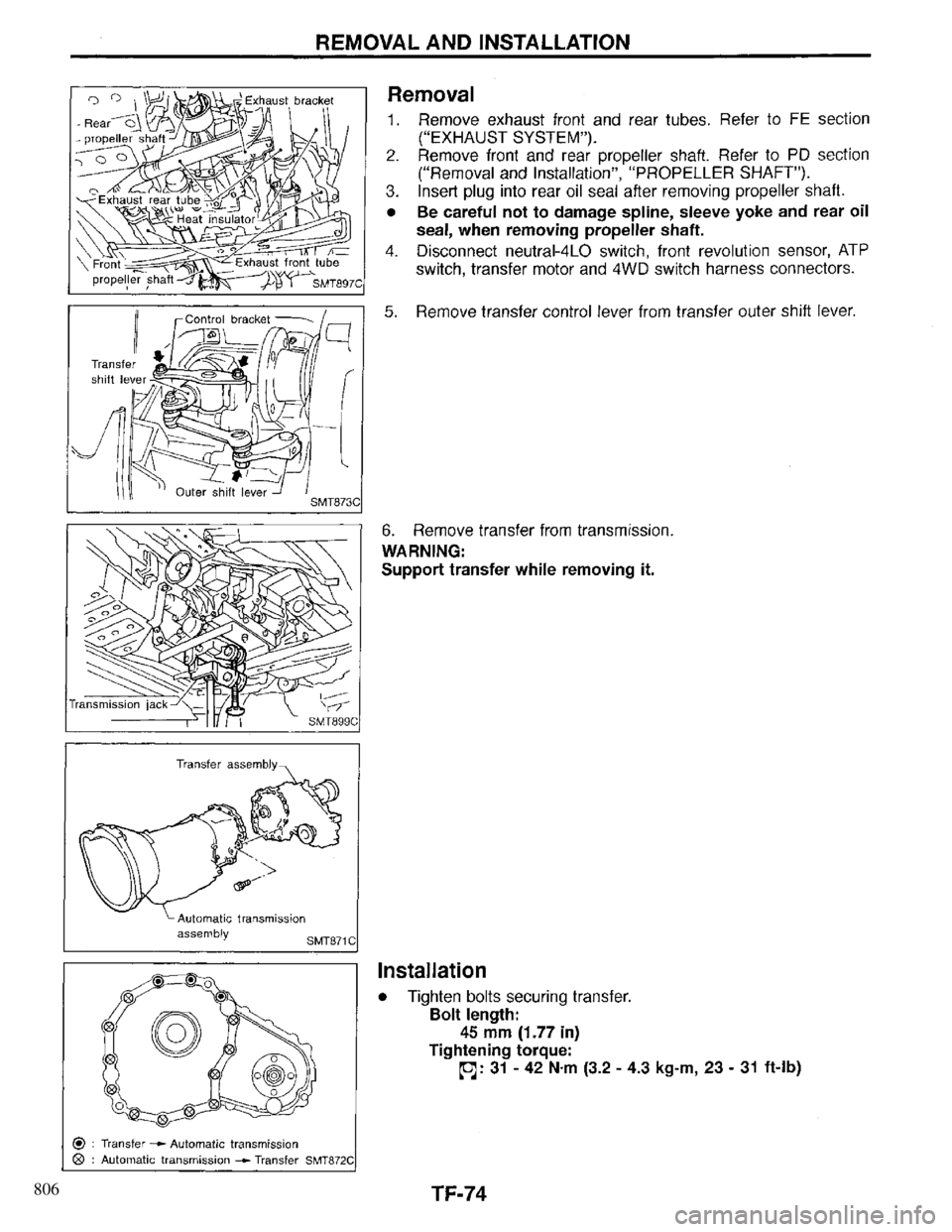 INFINITI QX4 1997 Factory Service Manual 806 INFINITI QX4 1997 Factory Service Manual 806