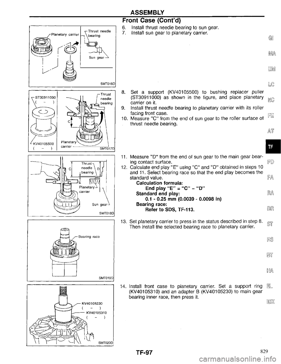 INFINITI QX4 1997 Factory Service Manual 829 INFINITI QX4 1997 Factory Service Manual 829
