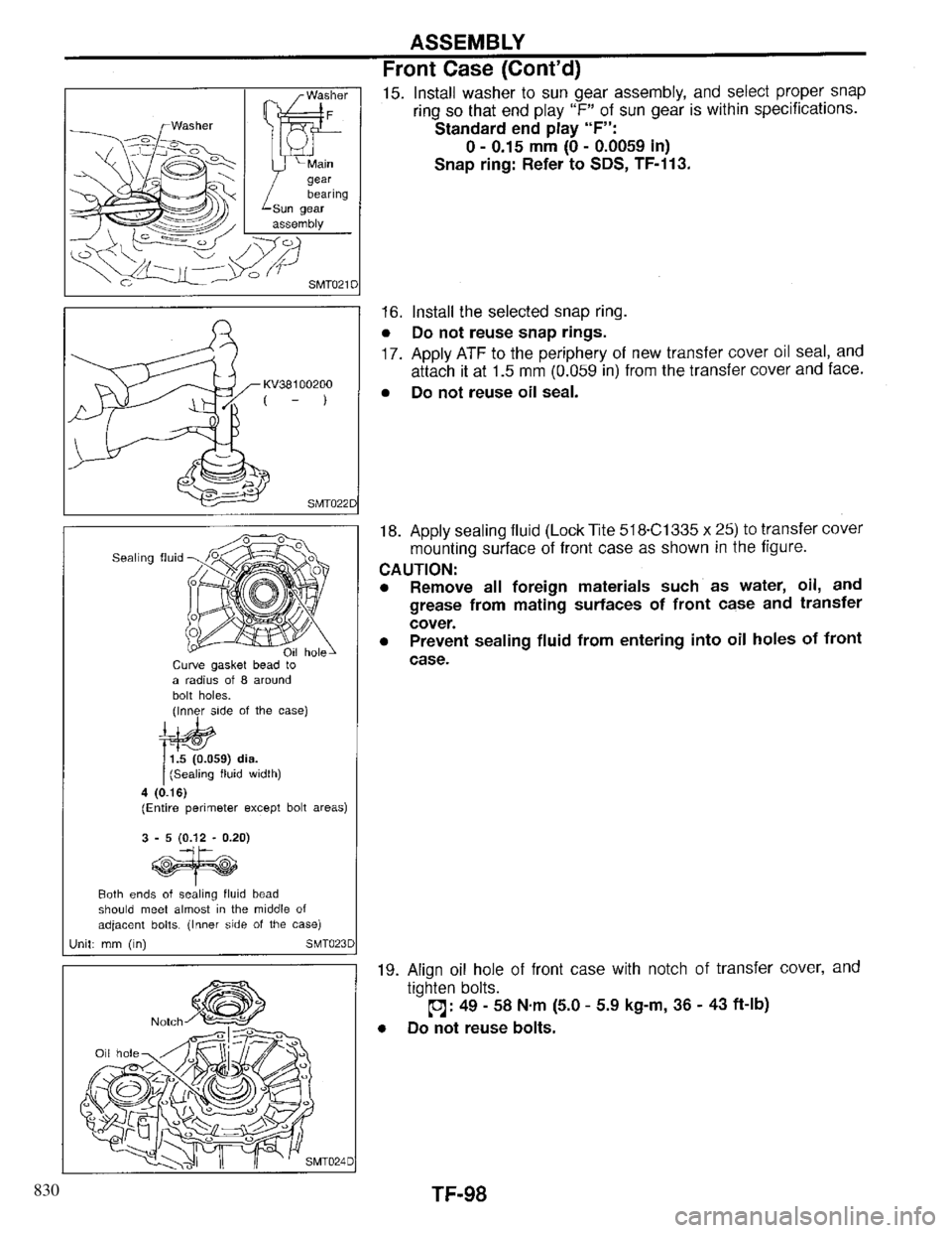 INFINITI QX4 1997 Factory Service Manual 830 INFINITI QX4 1997 Factory Service Manual 830